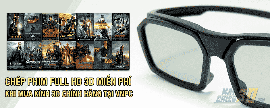 Chép phim Full HD 3D miễn phí khi mua kính 3D máy chiếu