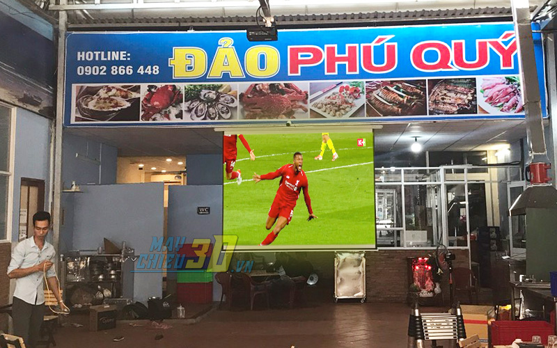 VNPC lắp đặt Optoma PX390 chiếu bóng đá cho quán ăn tại TpHCM
